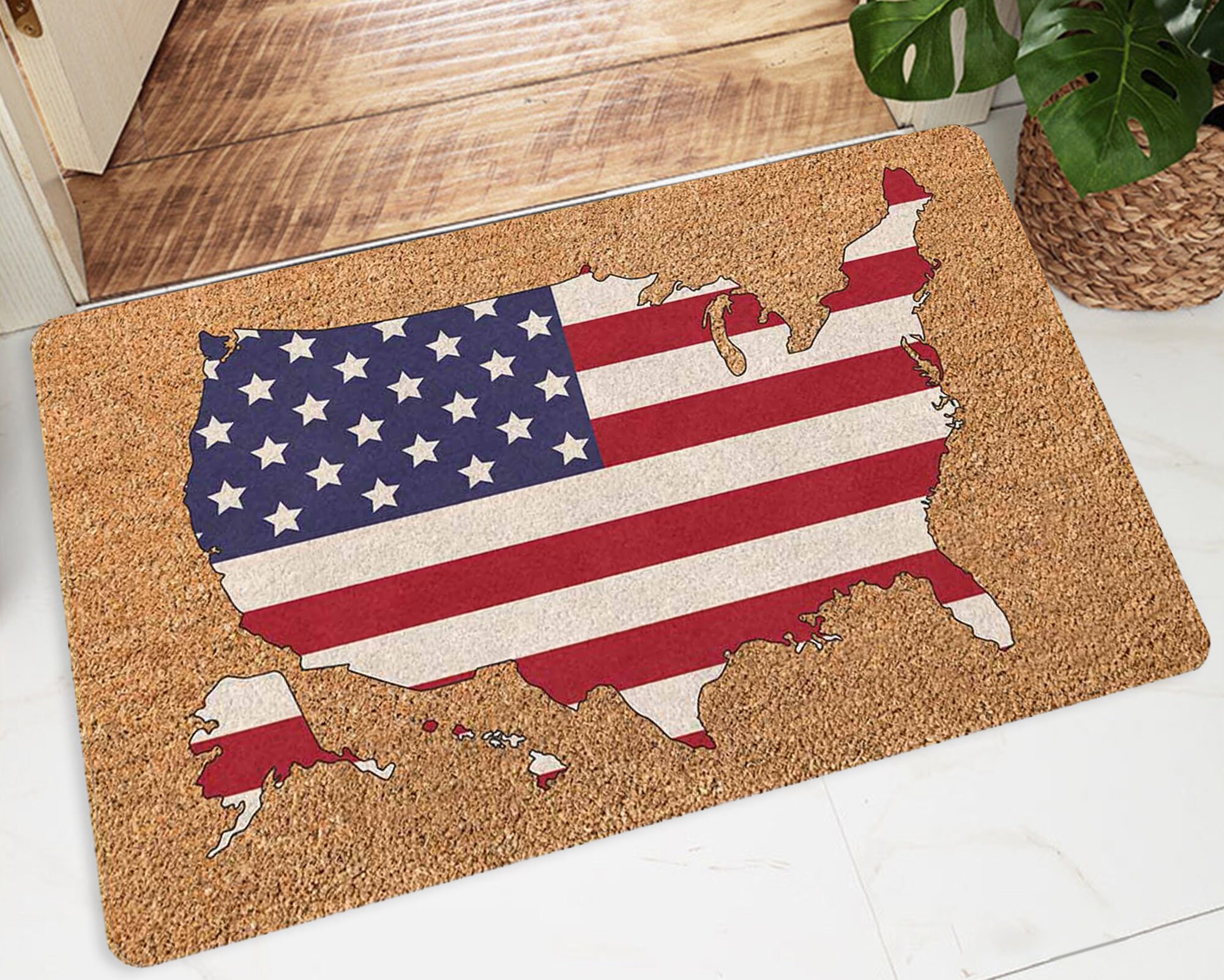 America Flag Rubber Doormat USA Map Creative Door Mat Porch Etsy