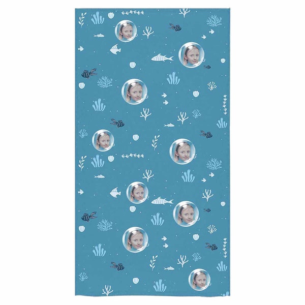 Customized Bath Towels with Bubble Pattern, Photo Customization Bath Towels for Birthday, Customized Beach Towels for Mother's/Father's Day