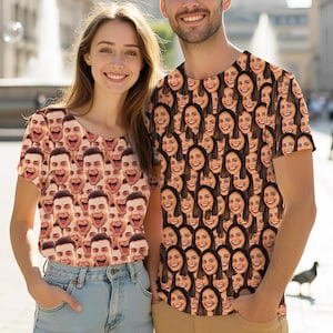 Custom T-Shirt with Faces,Custom Family Faces Shirts,Personalized Photo Shirt,All Over Faces T-Shirt,Bachelor Party Shirts,Father&#39;s Day Gift