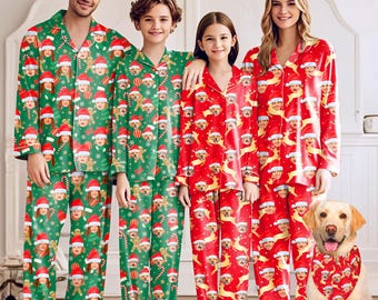 Personalized Family Christmas Pajamas,Custom Pajama Set with Pet Photo