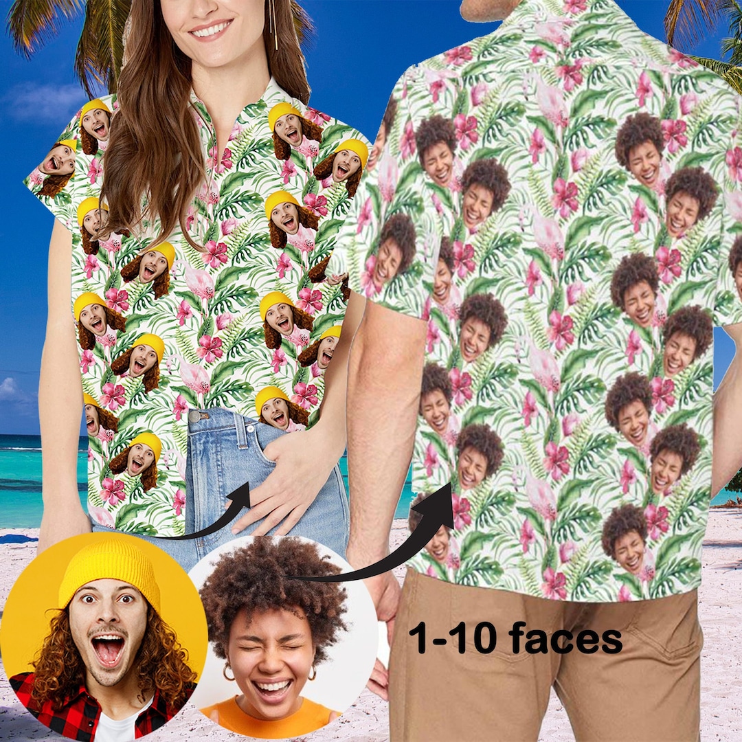 Hawaiian Shirt With Faces, Couples Matching Hawaiian Shirts, Custom