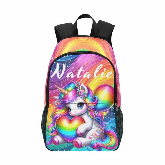Personalisierte Einhorn Rucksack, Mädchen Schulbuch Tasche