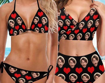 Custom Face Bikini,Personalized Photo Swimsuit,Bachelorette Swimwear