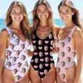 Custom One Piece Face Swimsuit,Personalized Photo Bridal Party Bathing Suit,Bridal Squad Swimwear