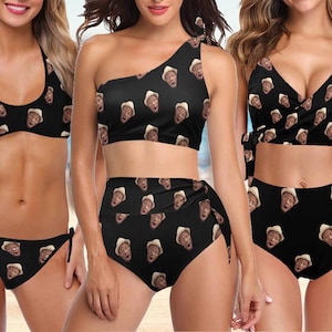 Personalized Face Swimsuit, Custom Swimsuit Bikini Woman, Bikini Top, Bikini Bottom, Bachelorette Party, Custom Bathing Suit