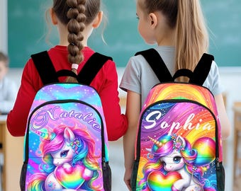 Personalized Unicorn Backpack,Girls School Book Bag