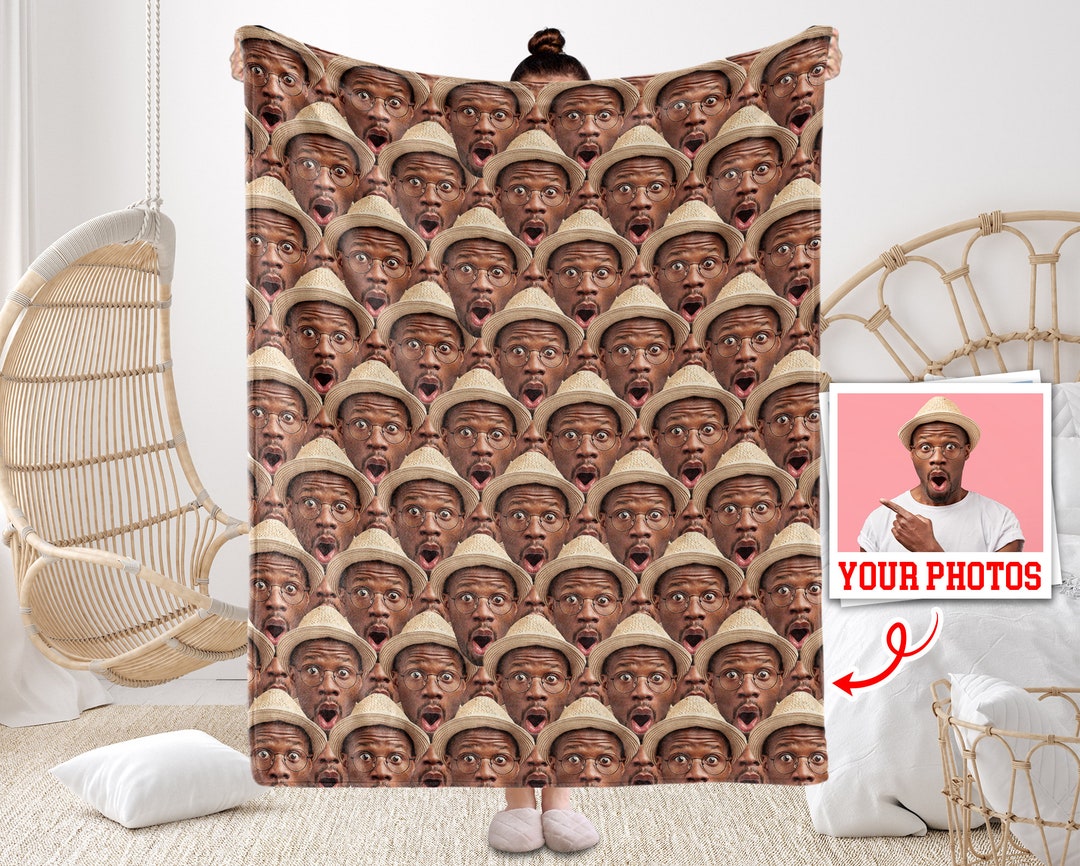 Custom Blanket With Face, Personalized Photo Blanket Gift, Custom Photo