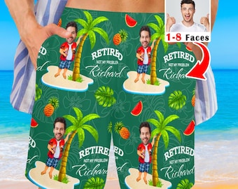 Custom Face Swim Trunks, Personalized Men's Tropical Beach Shorts