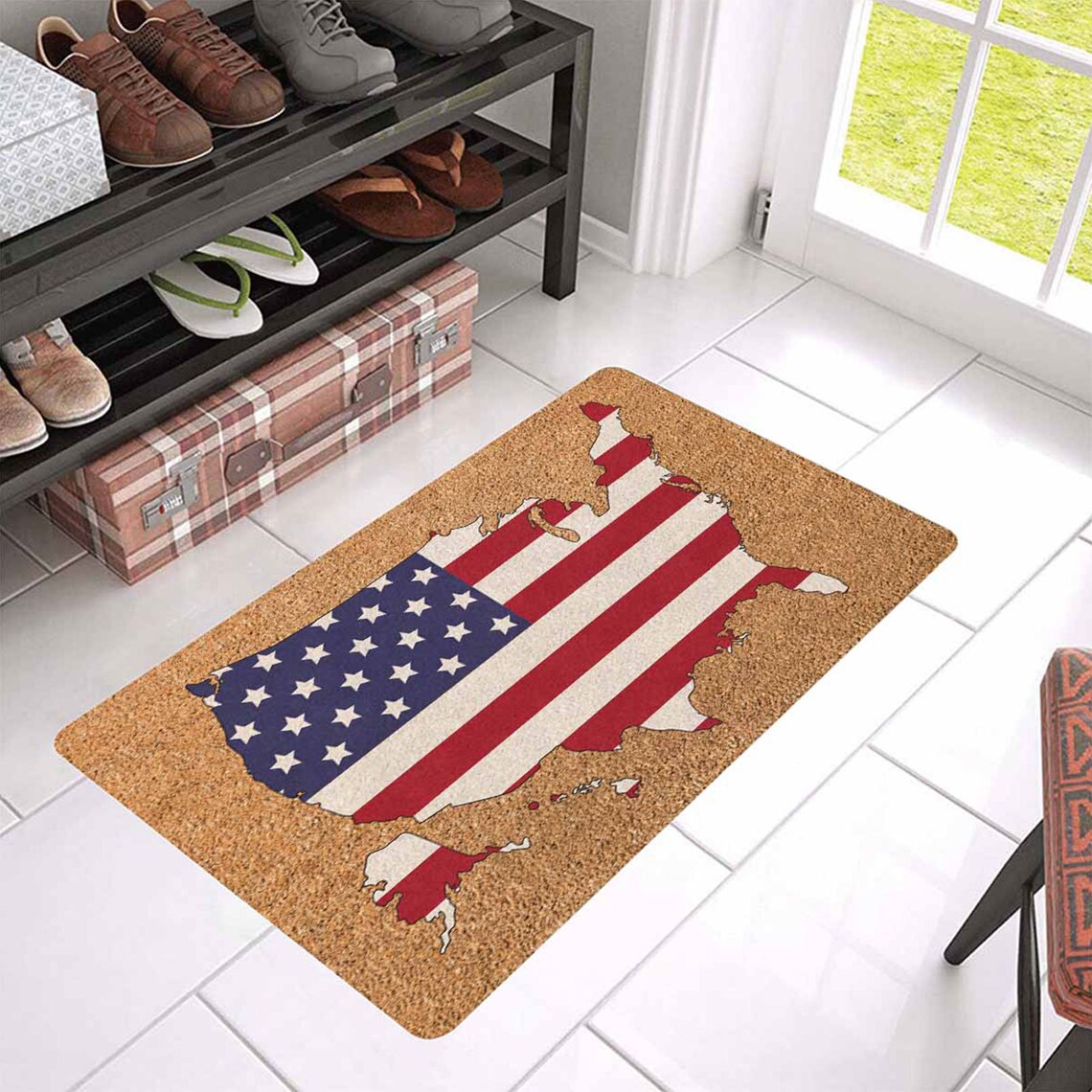 America Flag Rubber Doormat USA Map Creative Door Mat Porch Etsy