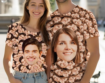 Benutzerdefiniertes Gesicht All-Over Print T-Shirt, personalisiertes Foto Geschenk
