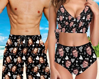 Custom Face Bikini Set, Personalized Woman Face Swimsuit, Funny Novelty Bathing Suit for Her