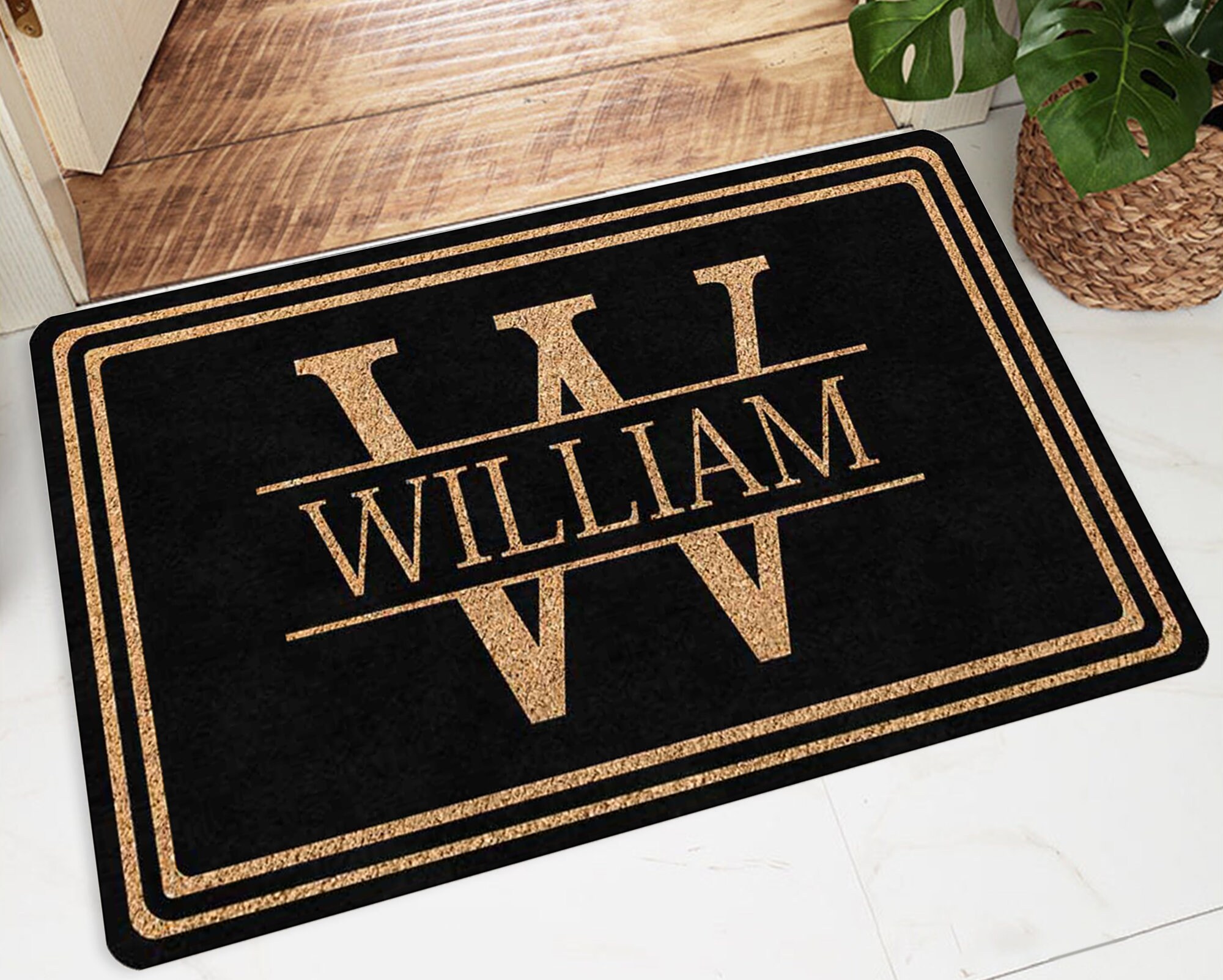 Custom Family Name Rubber Door mat Personalized Initial Name Etsy