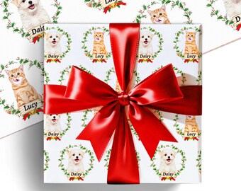 Custom Pet Photo Wrapping Paper,Personalized Dog Christmas Gift Wrap