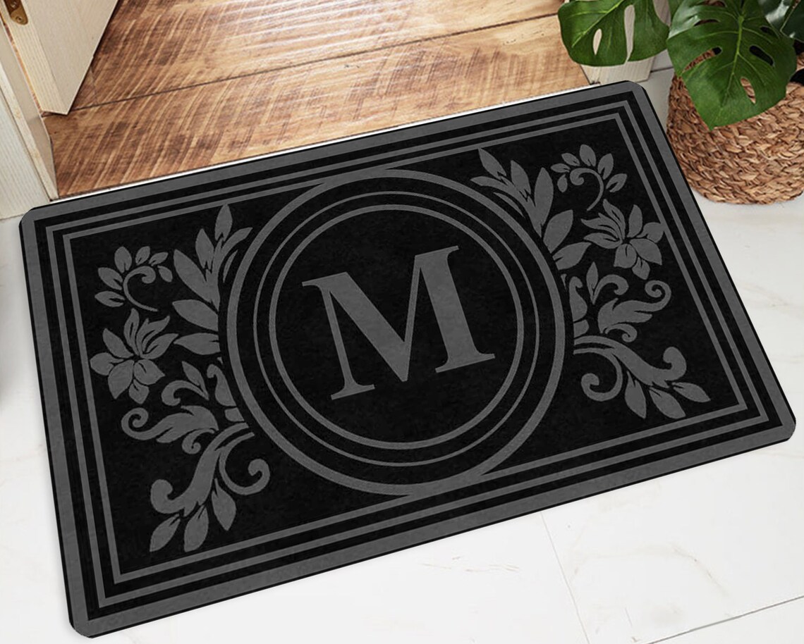 Custom Family Name Rubber Door mat Personalized Initial Name Etsy