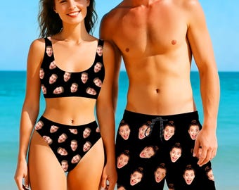 Custom Face Swimsuit,Personalized Photo Matching Swimwear
