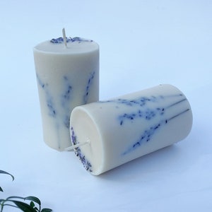 Large pillar candle,lavender candle, lavender scented, candle gift, gift ideas for her, dried flower candles, relaxation gifts for her,