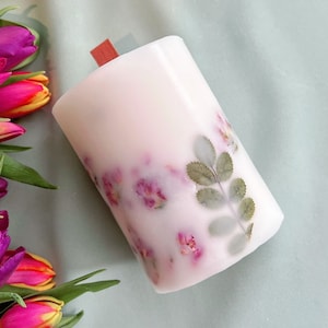 Grande bougie pilier parfumée, bougie cadeau pour elle, bougie fleurs séchées, bougie dans une boîte, idée cadeau pour femme, bougie longue durée, cadeau d'anniversaire