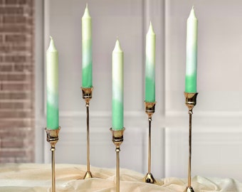 Dip dyed dinner candles,dipped candles,wedding candles,pastel color candles,decorative candles,taper dinner candles,green yellow candles