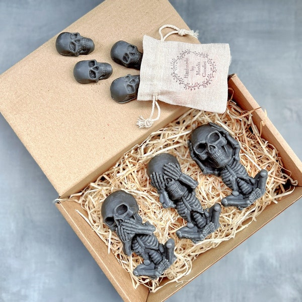 Ensemble de bougies skull avec cire de crâne fondant, cadeau de bougie squelette, coffret cadeau de bougie gothique, coffret cadeau gothique, cadeau effrayant, coffret cadeau bithday, crâne humain