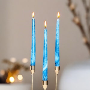 Royal blue marble tall taper candles,dinner candles,blue home decor,wedding dip dyed  candle sticks,Christmas candles,candle gift for her