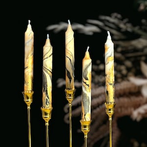 Gold Black marble candles,tall taper candles,dinner candles,gold black home decor,wedding candles,tapered candles,pillar candles,candle set