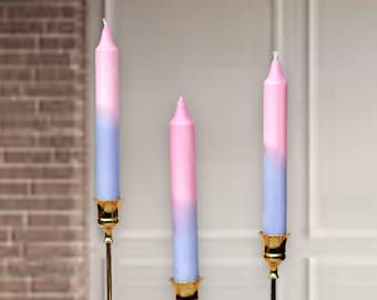 Dip gefärbte Dinnerkerzen,Getauchte Kerzen,Hochzeitskerzen,pastellfarbene Kerzen,Dekokerzen,pink lila Kerzen