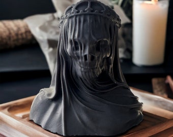 Large Black Scented Skeleton Veiled Candle,gothic Candle Gift