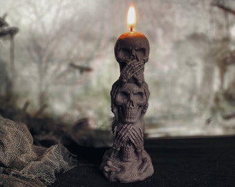 Skull pillar candle,Halloween candle,skeleton gothic candle,Halloween table decoration,sugar scull,Halloween party decor,scary candle,creepy