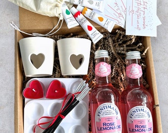 Valentines Date night box,Paint your own Tealight holder,Couple activity set,Craft DIY kit,Anniversary gift for her,Couples experience kit