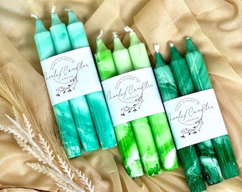 Marble green dinner candles,green taper candles,candle sticks,pink house decor,housewarming gift,candle gift,wedding candles set,dip dye