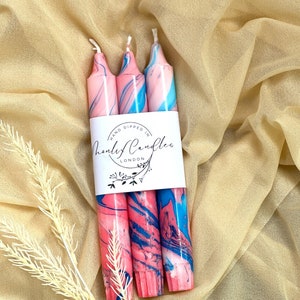 marble candles,taper candles,dinner candles,pink and blue home decor,wedding candles,tall taper candles,tapered candles,stick candle set