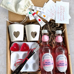 Valentines Date night box,Paint your own Tealight holder,Couple activity set,Craft DIY kit,Anniversary gift for her,Couples experience kit