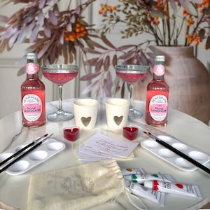 Valentines Date night box,Paint your own Tealight holder,Couple activity set,Craft DIY kit,Anniversary gift for her,Couples experience kit