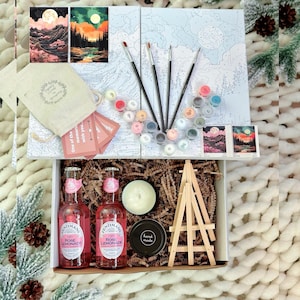 Paint by numbers Christmas date night box for two,Couples Christmas gift,Couples experience box,Festive couple gift,art experience set