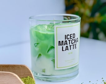 Matcha Latte Scented Candle: Iced Coffee Soy Wax Candle, 12 oz