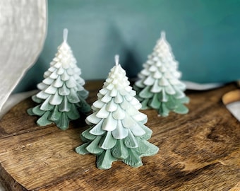 Christmas tree candles,green Christmas decor,winter candle,housewarming gift,Christmas gift for her,holiday candles,festive candle gift