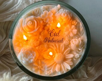 Eid Mubarak Candle: Large 3-Wick Scented Soy Wax Gift