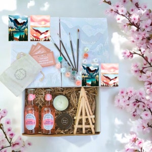 Valentines Date night box,Paint by numbers,Couple activity set,Craft DIY kit,Anniversary gift for her,Couples experience kit,Sip and paint