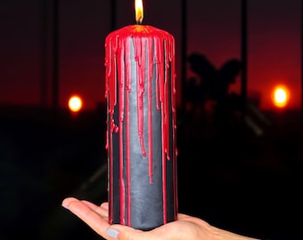 XL Blood Dripping Candle,gothic Halloween Candle,black Red