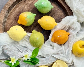 Lemon Shaped Taper Candles: Mediterranean Kitchen Decor, Summer Gift