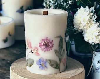 Large scented pillar candle,candle gift for her,botanical candle,birthday gift for women,long lasting candle,Christmas gift,thank you gift