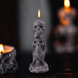 Skull pillar candle,Halloween candle,skeleton gothic candle,Halloween party table decoration,sugar skull,scary candle,creepy gift,vegan gift
