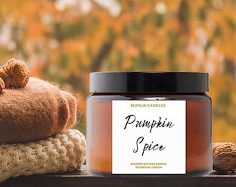 Sojawas herfst geurkaars, pompoenkruid, amber pot kaars, herfst cadeau, herfst home decor, herfst kaars, container kaars, kaars cadeau voor mannen