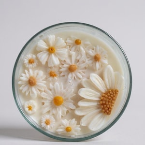 Large scented Daisy floral candle,botanical candle gift for her,Summer boho home decor gift,Birthday gift for women,Housewarming gift set