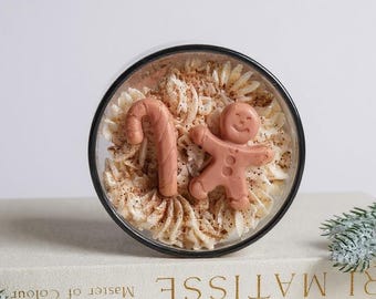Peperkoekdessertkaars, slagroom feestelijke dessertkaars, kerstcadeau kaars, kerstcadeau kaars, kerstcadeau kaars, gezellig cadeau voor haar, winterdecor