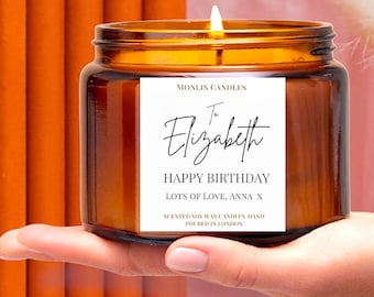 Personalised large scented candle,birthday candle,birthday gift for best friend,customized gifts,happy birthday candle,gift for women,vegan