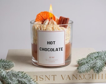 Hot Cocolate Dessert Candle,Whipped Festive Dessert Candle,Christmas Candle Gift,Holiday winter Gift Candle,Cosy gift for her,Winter decor