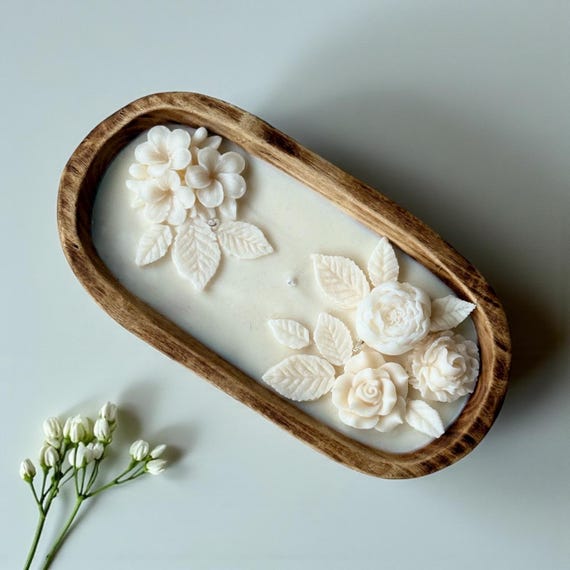 3 Wick Large Floral Dough Bowl Candle,3d Rose Flower Scented