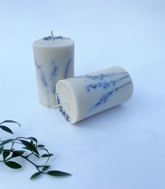 Large pillar candle,lavender candle, lavender scented, candle gift, gift ideas for her, dried flower candles, relaxation gifts for her,