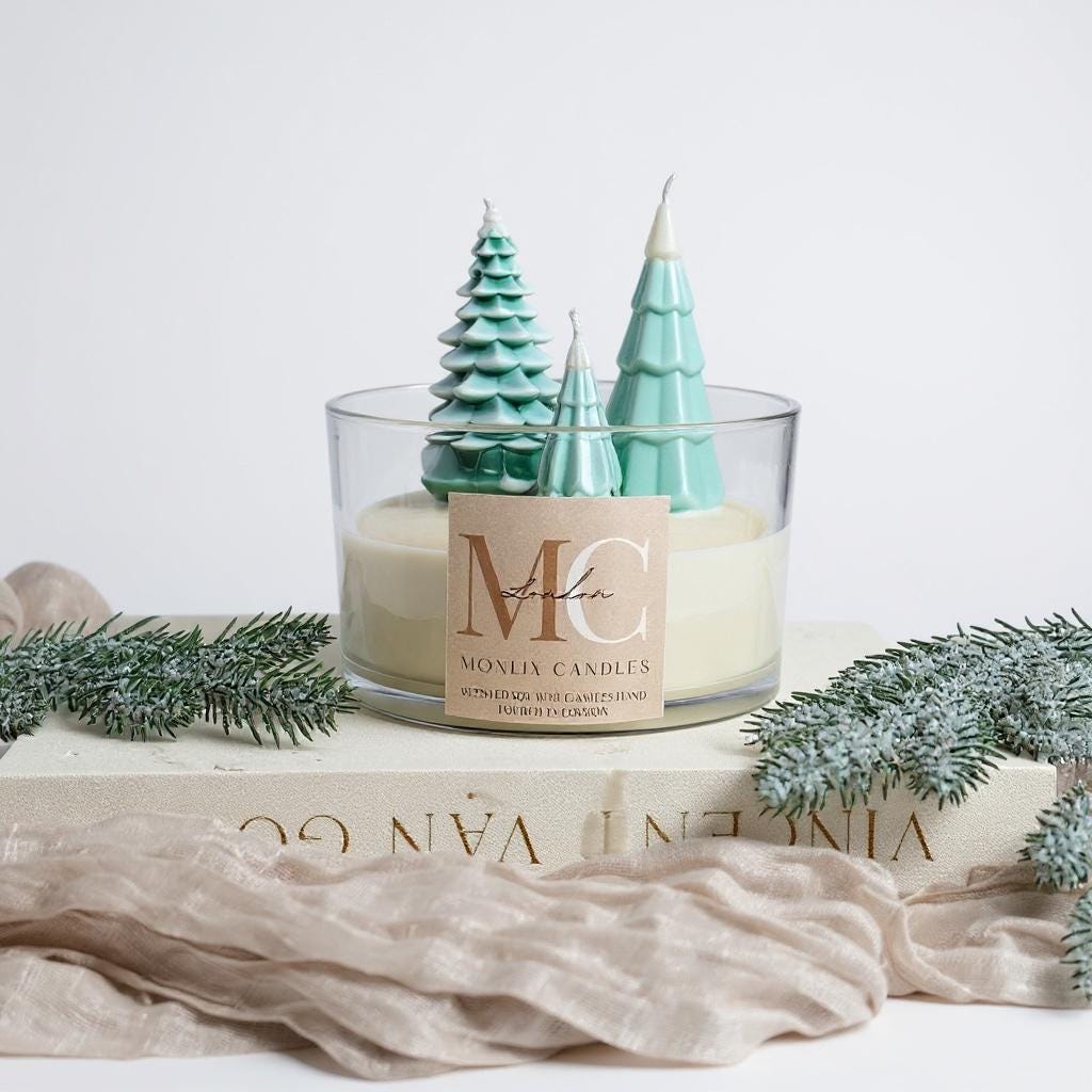 Large Christmas Tree Candle Bowl,winter Forest Candle,soy Wax Christmas ...